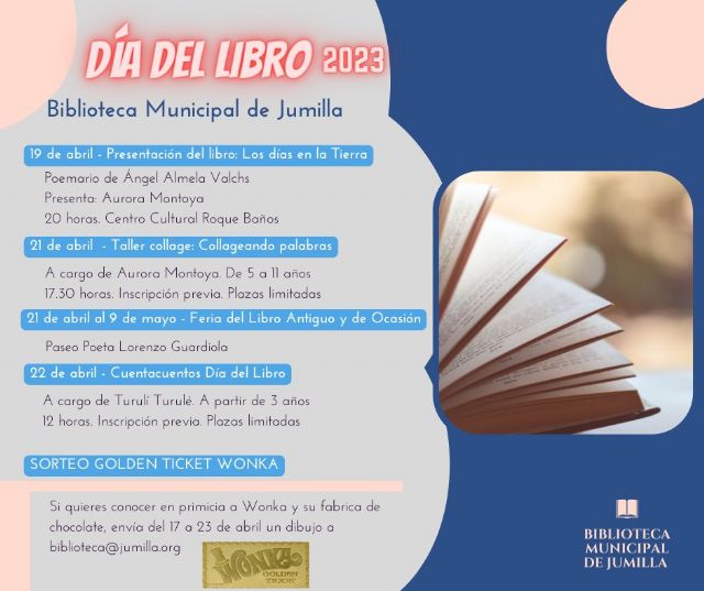 La Biblioteca Municipal organiza varias actividades y un sorteo para celebrar el Día del Libro 2023