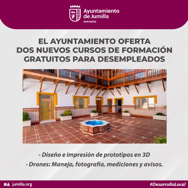 El Ayuntamiento oferta dos nuevos cursos de formación para desempleados en Jumilla