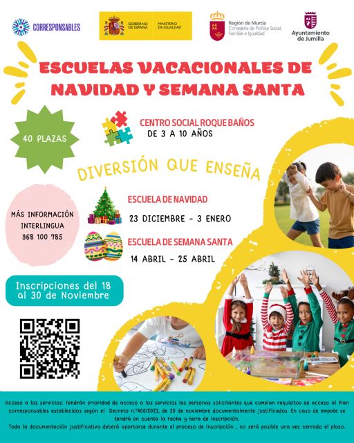 Abierto el plazo de inscripción para las aulas vacacionales de Navidad y Semana Santa